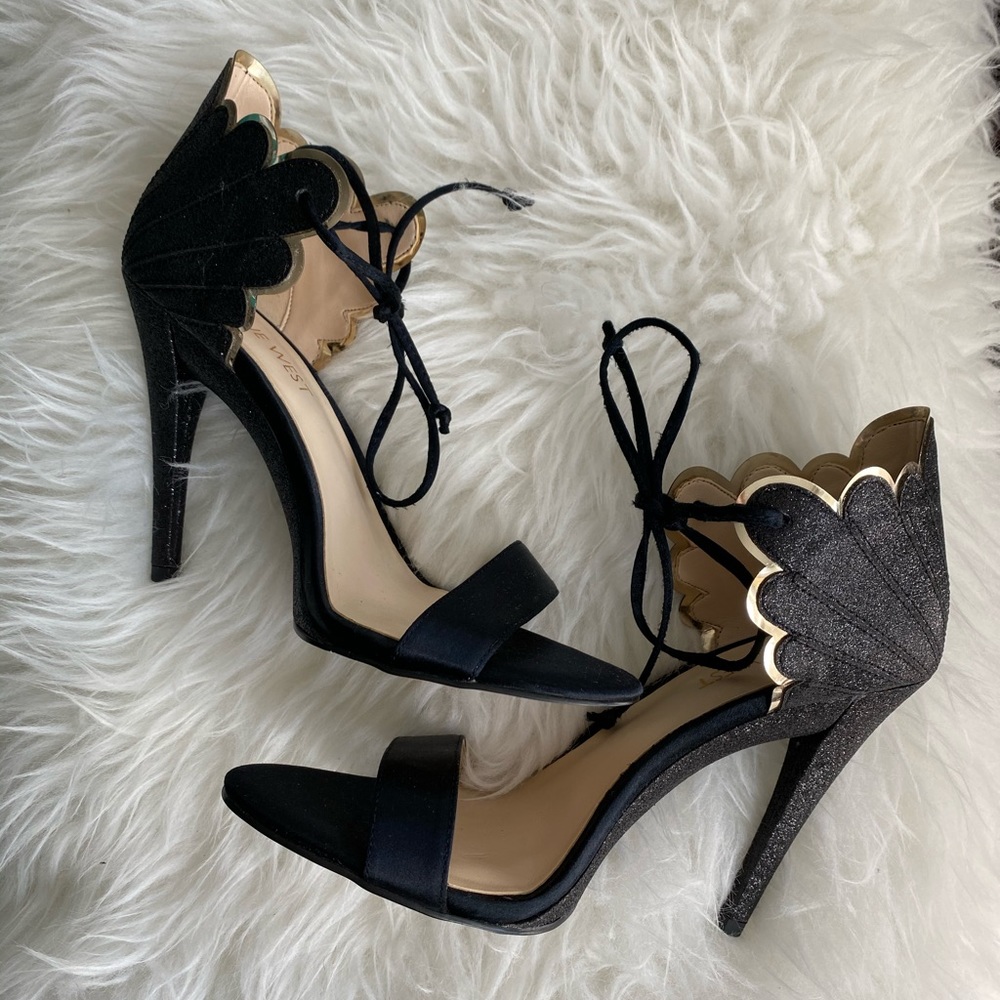 Nine West Gold and Black Heels